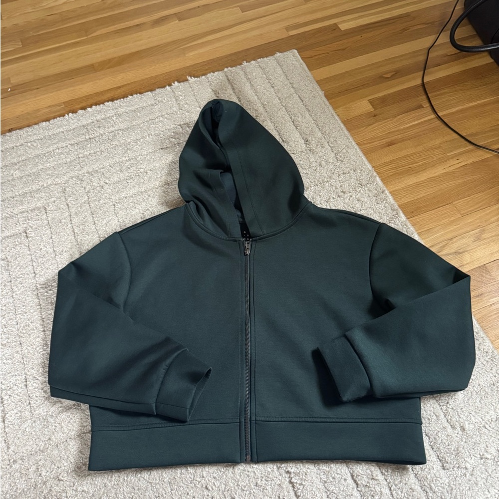 a new day Dark Green Cropped Zip Hoodie Jacket